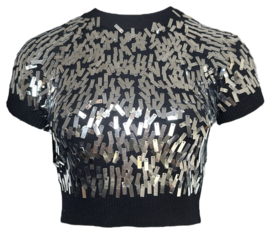 Black cropped glitter top