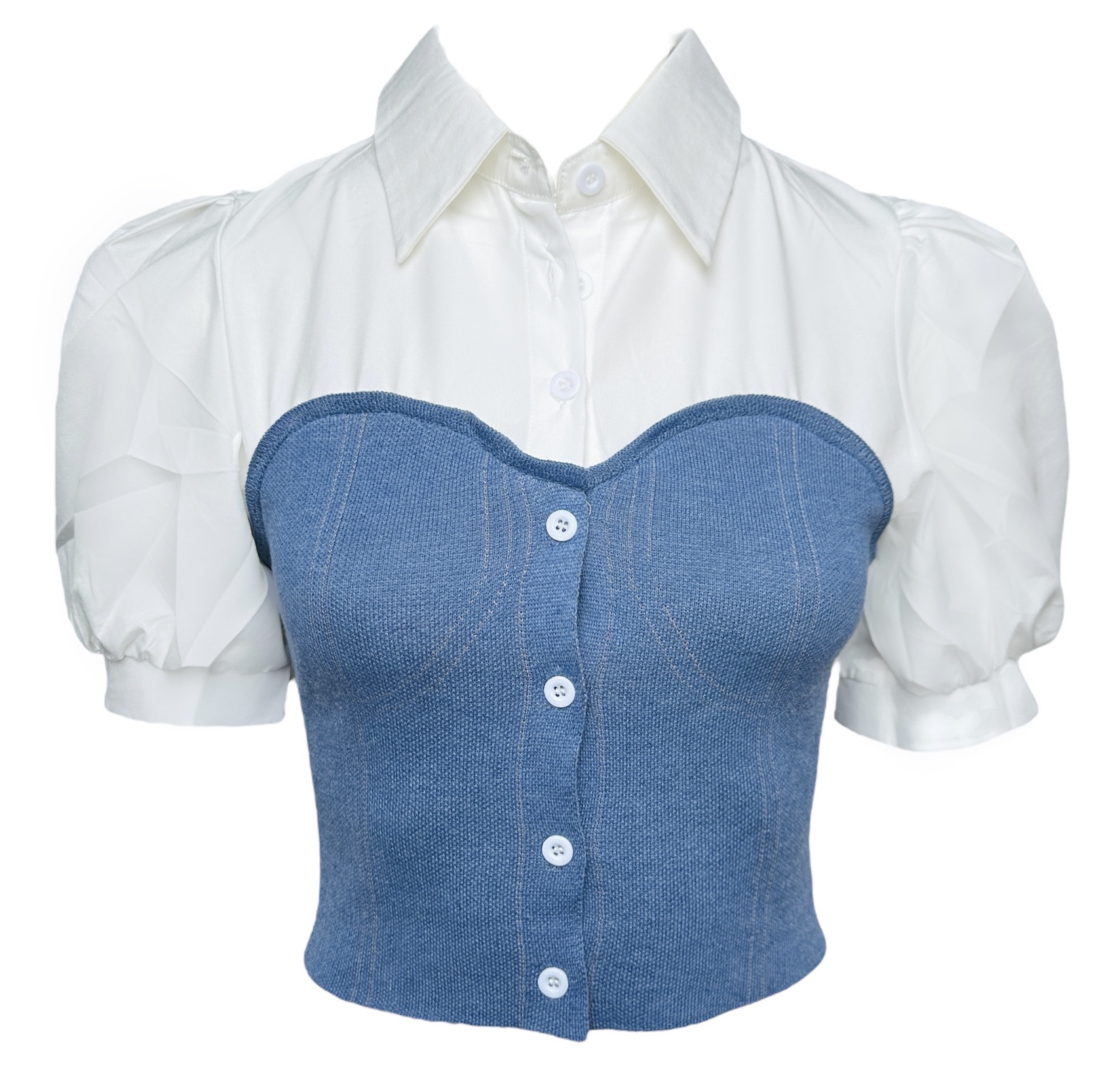 White/blue top