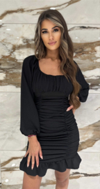 Black draped long sleeve dress