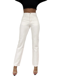 White broderie jeans