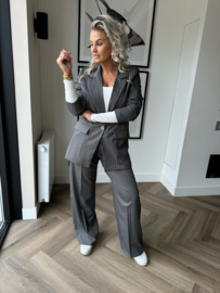 Mid grey striped oversized suit