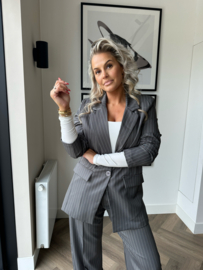 Mid grey striped oversized suit