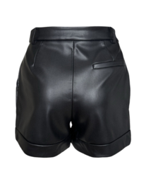 Black leather look short