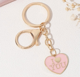 Sleutelhanger" I Love you", roze