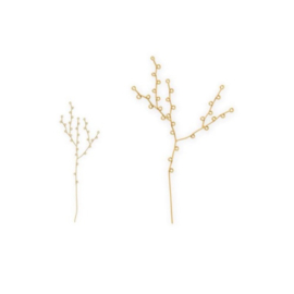 Set/2 Iron Twigs Round Leaves open outline gold