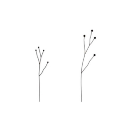 Set/2 Iron Twigs Round Leaves Black