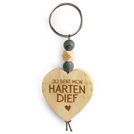 houten sleutelhanger hartendief