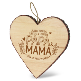 houten hart papa & mama