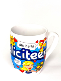 cartoon mok gefeliciteerd