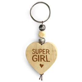 houten sleutelhanger super girl