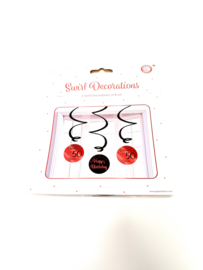 swirl decorations rosé/zwart