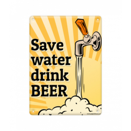 metal sign save water