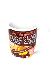 cartoon mok chocolade verslaafde
