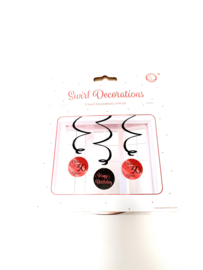 swirl decorations rosé/zwart