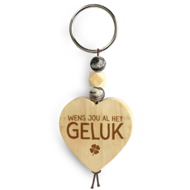 houten sleutelhanger geluk