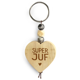 houten sleutelhanger juf