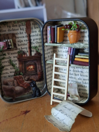 workshop: "mini bookshelf in a tin"