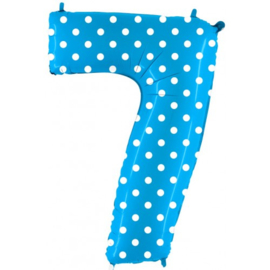 Cijfer 7 blauw dots