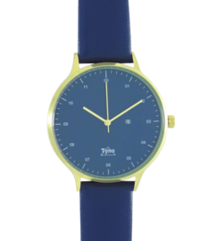 Tyno horloge Goud blauw 201-009 blauw