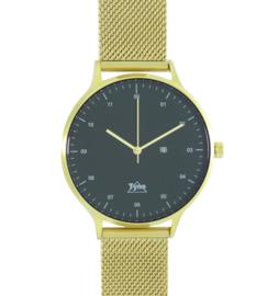 Tyno horloge Goud zwart 201-008 mesh