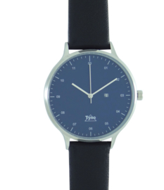 Tyno horloge zilver blauw 201-003 zwart