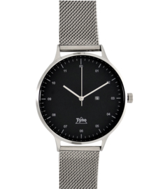Tyno horloge zilver zwart 201-002 mesh