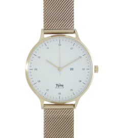 Tyno horloge Rosé goud wit 201-004 mesh