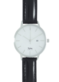 Tyno horloge zilver wit 101-001 zwart