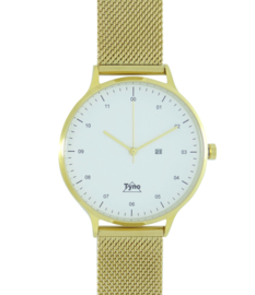 Tyno horloge Goud wit 201-007 mesh