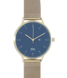 Tyno horloge Rosé goud blauw 201-006 mesh