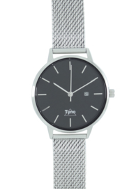 Tyno horloge zilver zwart 101-002 mesh