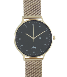 Tyno horloge Rosé goud zwart 201-005 mesh
