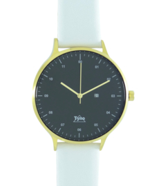 Tyno horloge Goud zwart 201-008 wit
