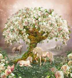 Unicorn Rose Tree - Artwork by Carol Cavalaris