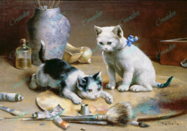 Jouer aux chatons avec de la peinture
