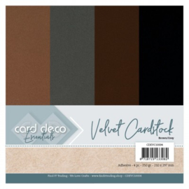 Card Deco Essentials - Velvet, Velours, Fluweel en Zelfklevend Karton Brown/Grey