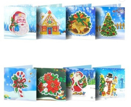 Set van 8 Kerstkaarten met reliëf