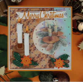 3D Push-Out - Jeanine's Art - Wooden Christmas - Orange Candles