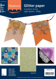 Florence • Glitter Papier A4 5x 250g Lichtgroen