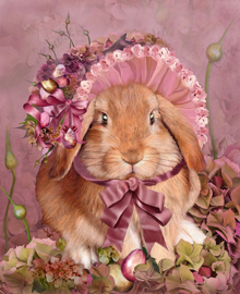 Bunny In Easter Bonnet - Artwork by Carol Cavalaris - 40 x 50 cm