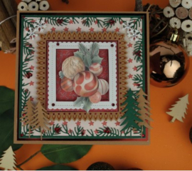 3D Push-Out - Jeanine's Art - Wooden Christmas - Orange Baubles