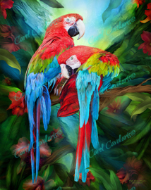 Tropic Spirits - Macaws - Artwork by Carol Cavalaris