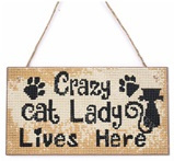 Houten bordje - Crazy cat Lady