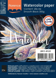 Florence • Aquarelpapier 300g Glad A6 Zwart 20x