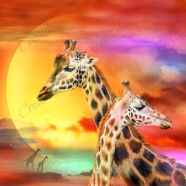 Wild Generations - Giraffes - Artwork by Carol Cavalaris - 40 x 40 cm
