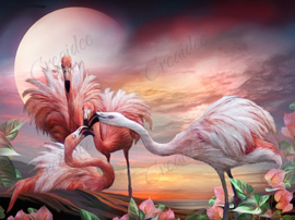 Flamingo Kiss - Artwork by Carol Cavalaris - 40 x 50 cm