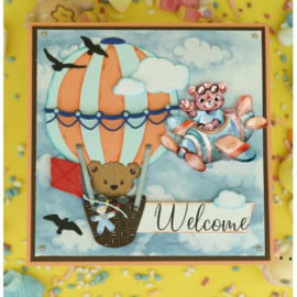 3D Cutting Sheets - Yvonne Creations - Hello World - Playing Teddybear