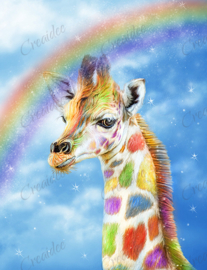 Rainbow Giraffe - Artwork by Carol Cavalaris - 30 x 40 cm