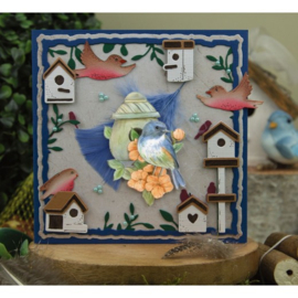 3D Push Out - Jeanine's Art - Vintage Birds - Stone Bird House