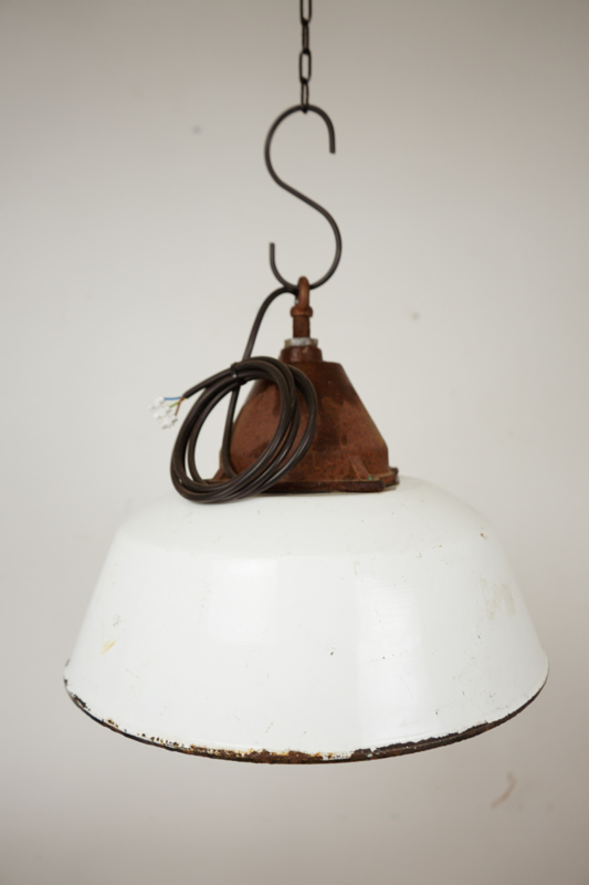 Emaille lamp wit